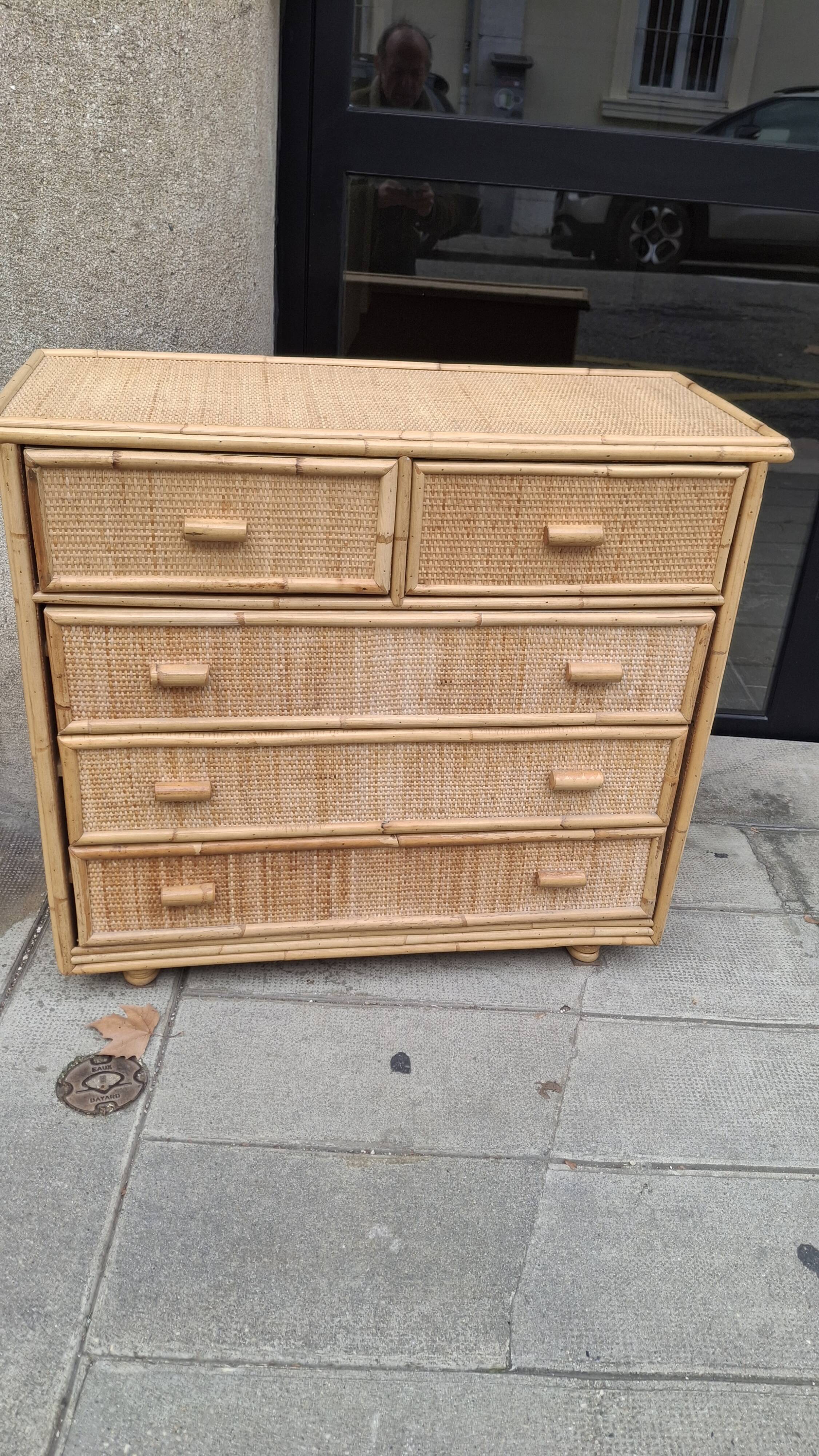 Woven rattan and wicker furniture. Vintage.