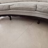 Vintage white curved tufted three-seater canapé