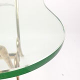Table basse italienne avec verre gravé et base en laiton, années 1960