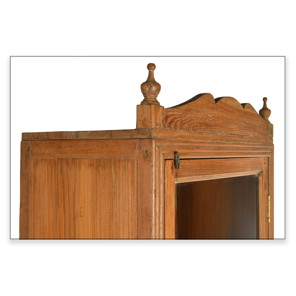 Antique teak showcase with mirror
