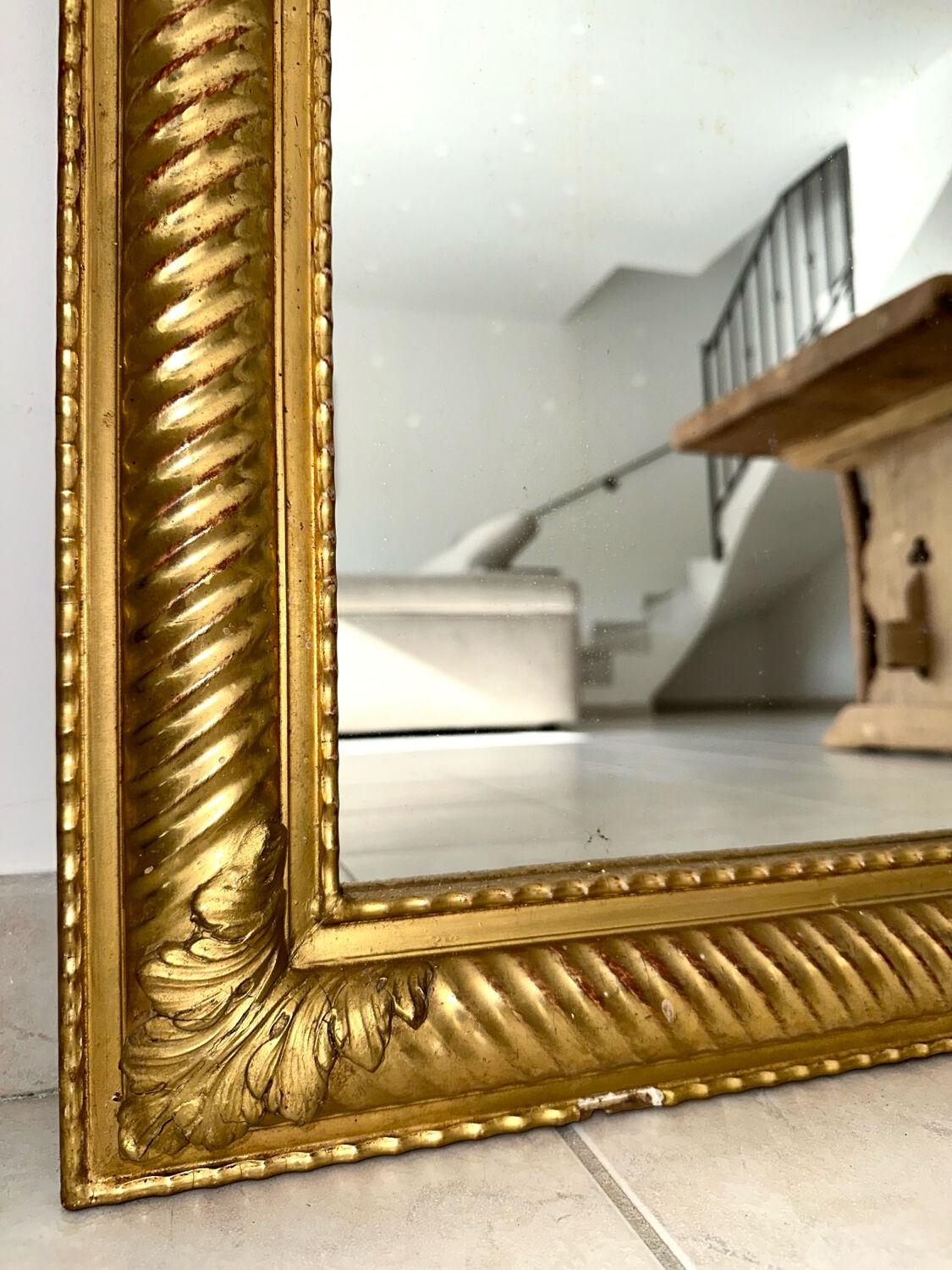 19th-century antique gilded mirror.
