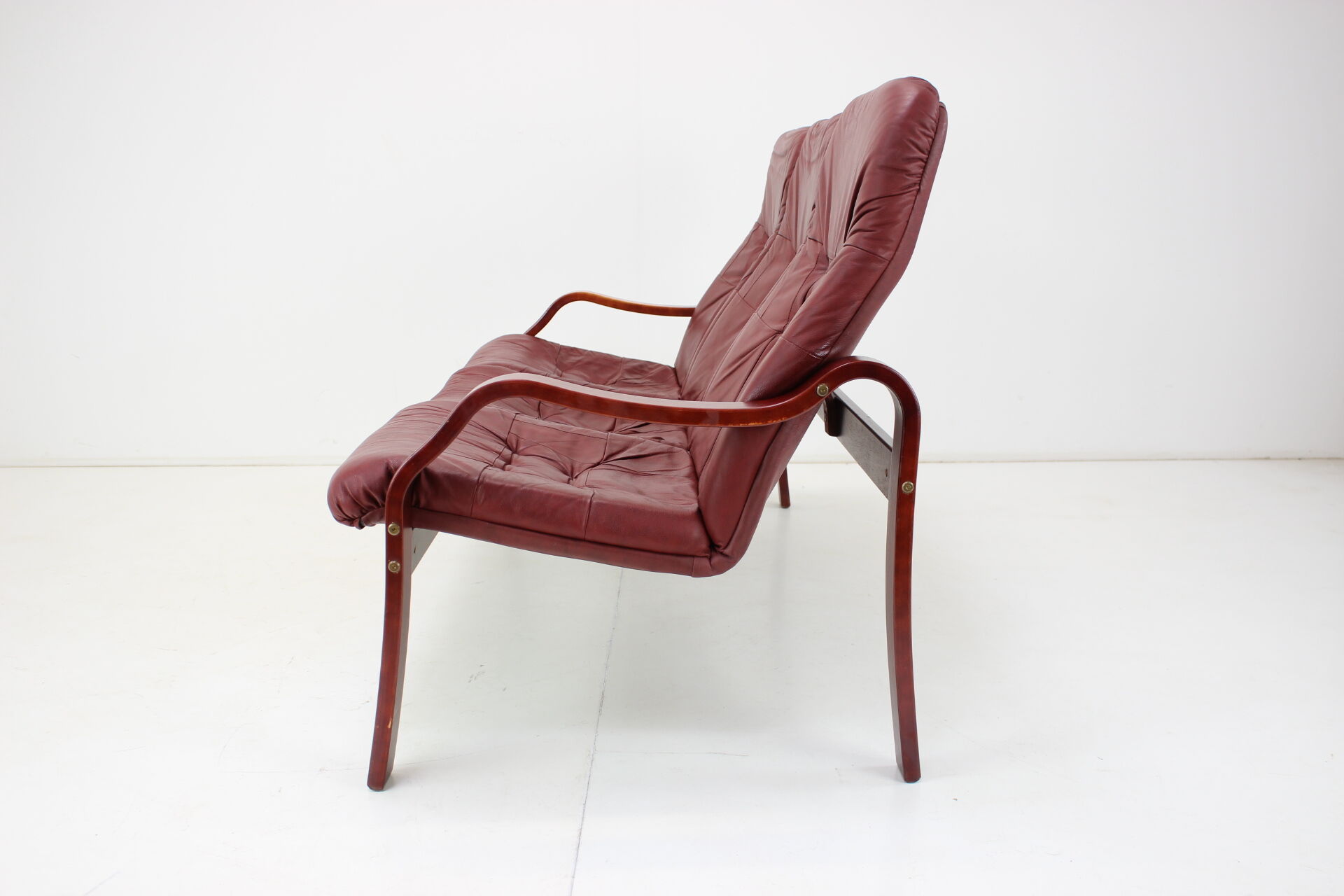 1980 Three-Seater Leather Sofa, Ton Czechoslovakia