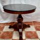 Old pedestal table in oak wood with marble