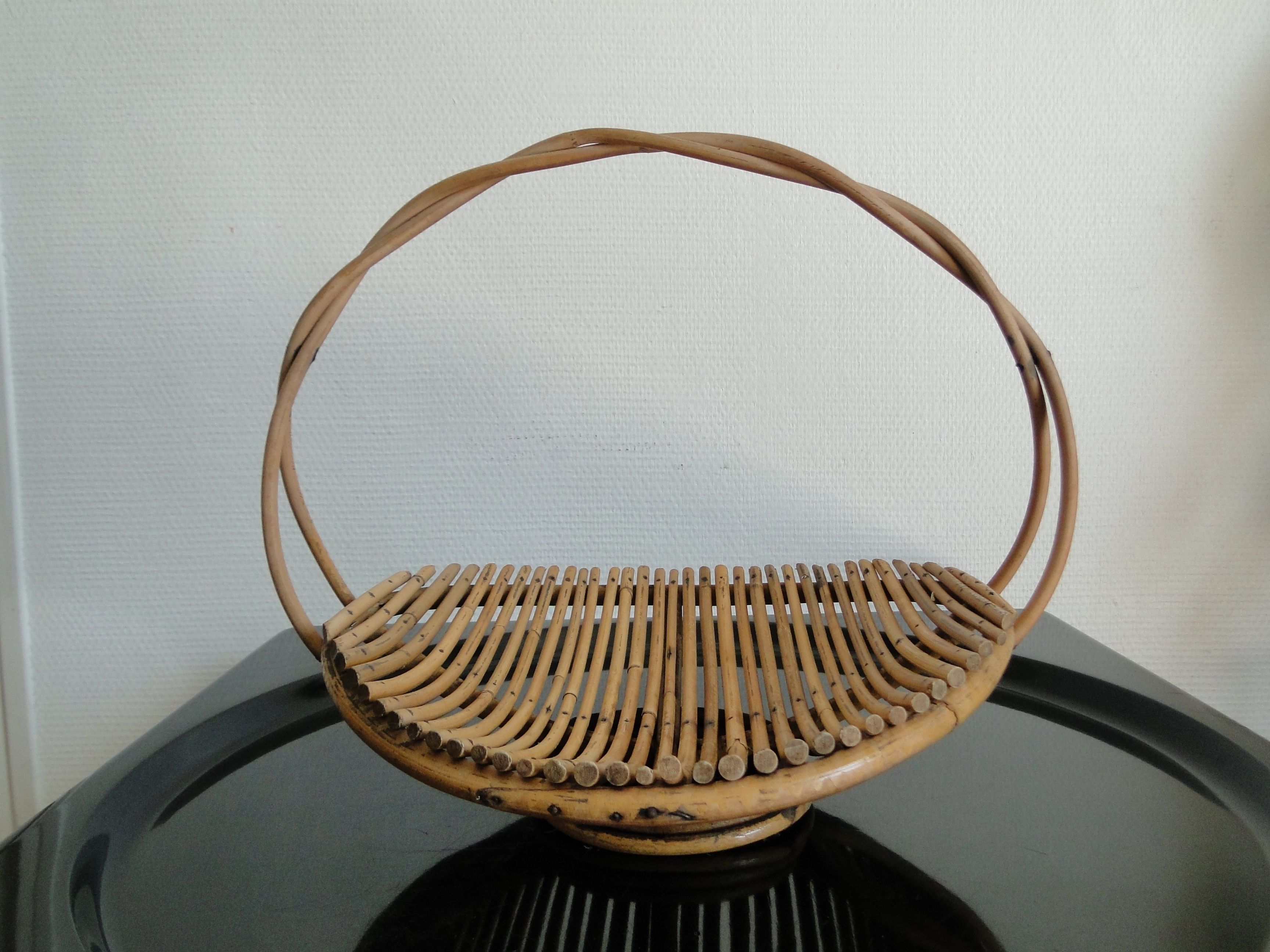 Vintage rattan basket fruit basket France 1960s