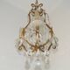 French Vintage Goldtone Metal & Crystal 3 Light Cage Chandelier 5502