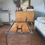 Chrome and ceramic coffee table