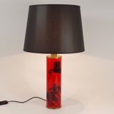 Piero Fornasetti Grande table lamp Bighe red and black mid-century, Italy, 1950s
