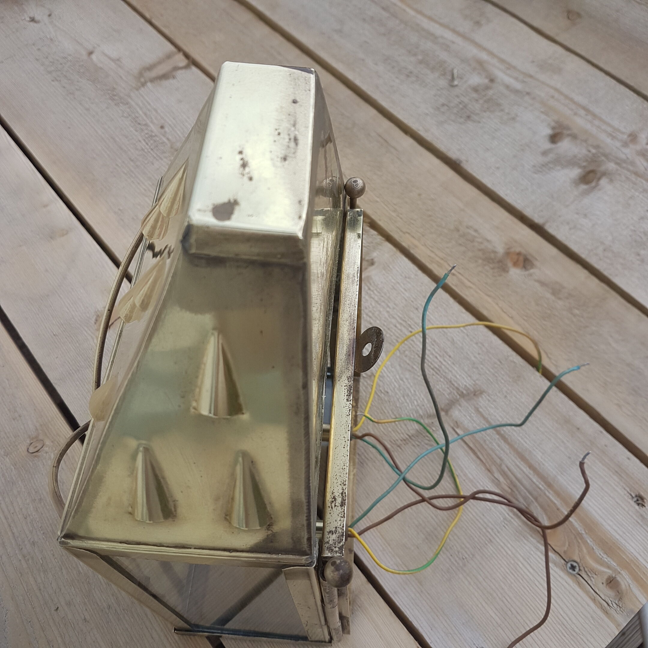 Brass exterior wall sconces, 50s-60s