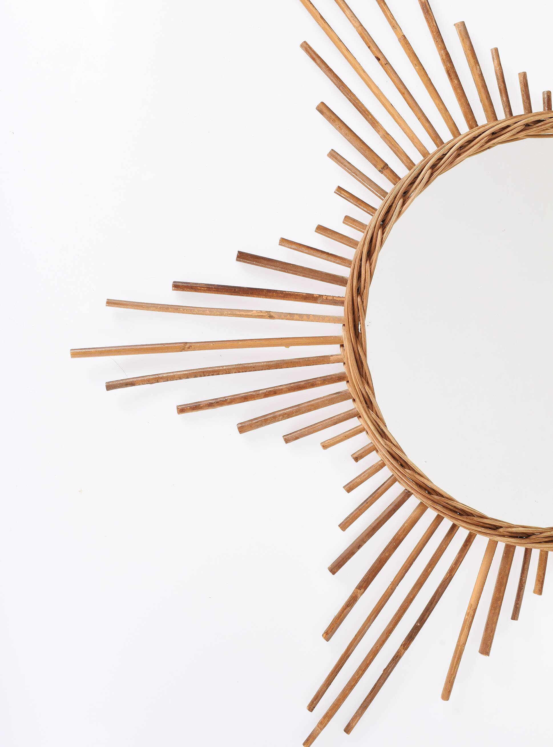 Old mirror, rattan, sun, star shape