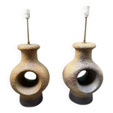 Set of 2 Danish modernist stoneware lamps from the mid-century, 1960s
