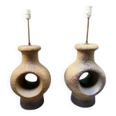 Set of 2 Danish modernist stoneware lamps from the mid-century, 1960s