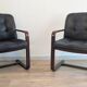 Pair of vintage cantilever armchairs in rosewood veneer.