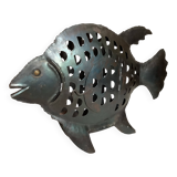 Large metal fish-shaped candle holder