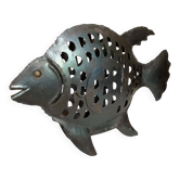 Large metal fish-shaped candle holder