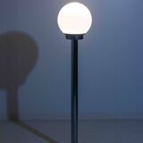 Chrome floor lamp with large opaline globe, Italy 1970s