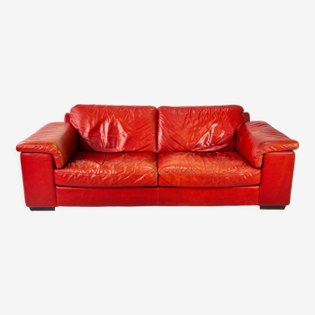 Postmodern italian leather sofa, 1980s