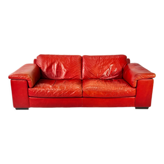 Postmodern italian leather sofa, 1980s