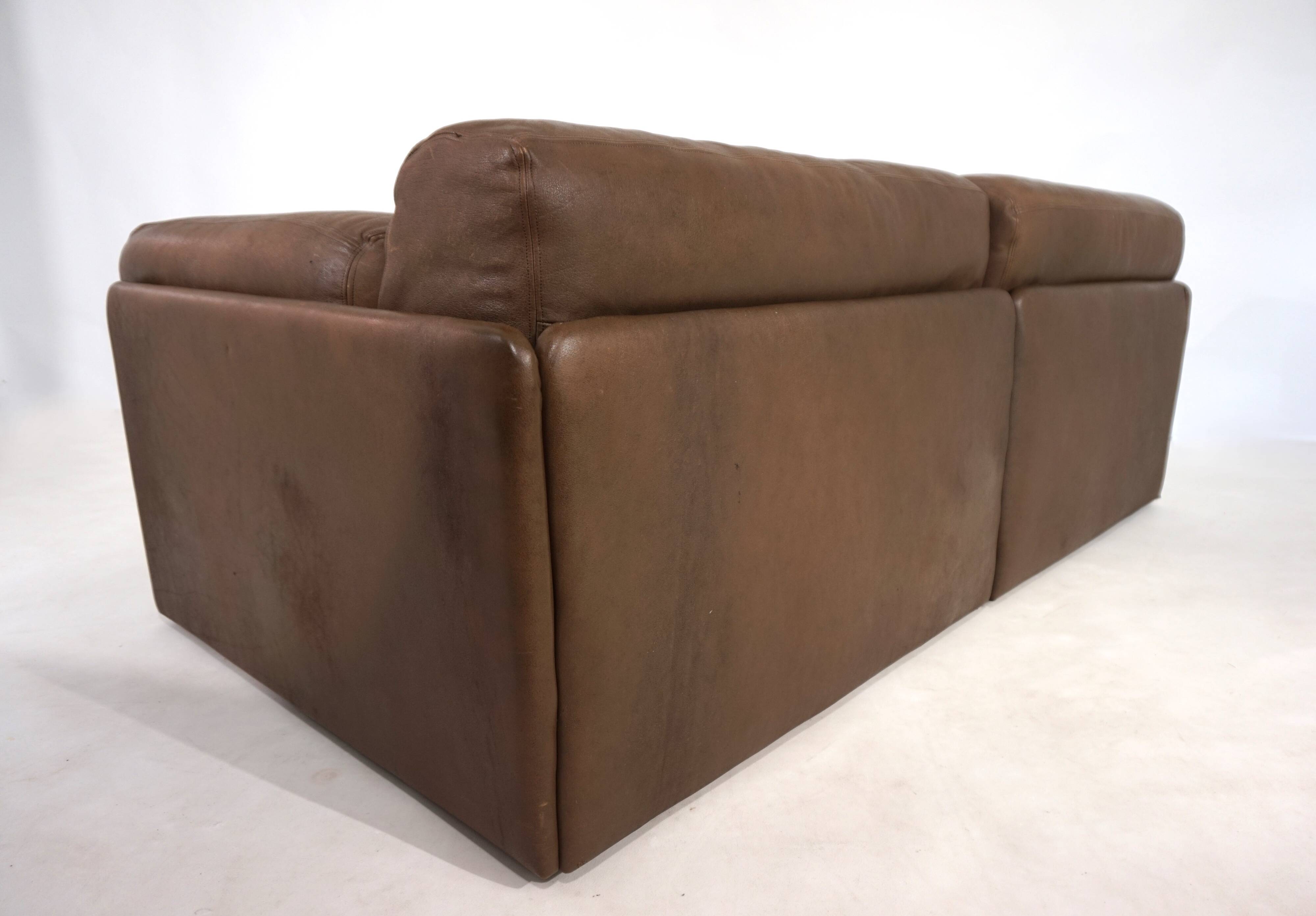 De Sede DS-76 leather double sofa bed, 1970