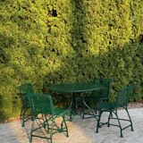 Garden furniture - 4 Arras chairs, 1 Arras round table - Dark green