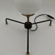 Tripod lamp in black brass metal and opaline globe