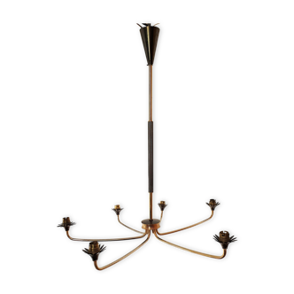 50's brass chandelier