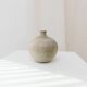 Beige Bernd Röter Studio Ceramic Vase by Clemenswerth Germany, Vintage Mid-Century with Green-Blue Glaze