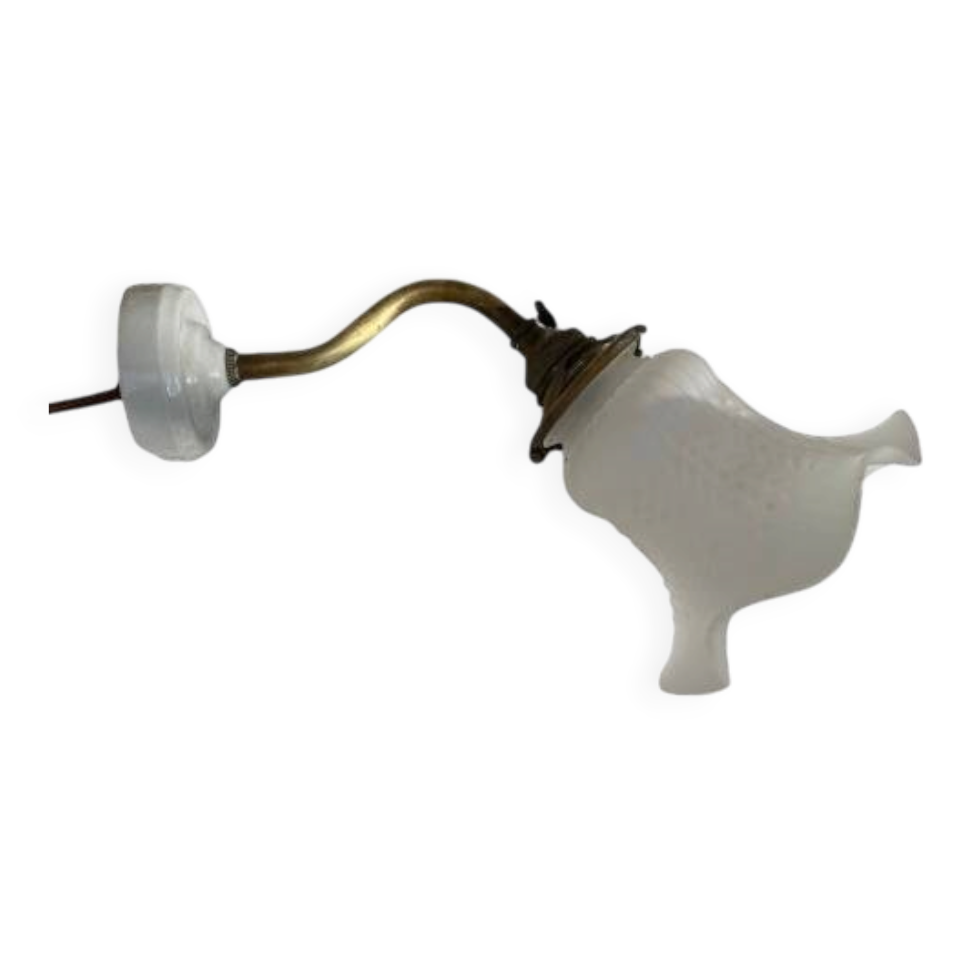 Antique brass and porcelain swan neck wall light.