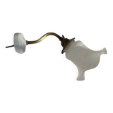 Antique brass and porcelain swan neck wall light.