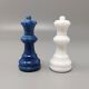 1970s elegant blue and white chess set in volterra alabaster handmade. made in italy