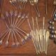 Large vintage cutlery set 65 pieces – 15 people – brass – 1960s