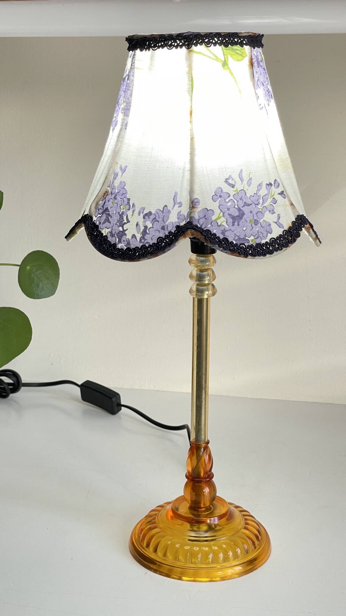 LAMPSHade Plexiglass and Lilac Fabric VINTAGE