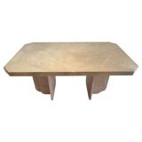 Engraved brass dining table attributed to Georges Mathias, 1975