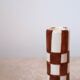 Handmade Brown Checkered Candlestick Holder