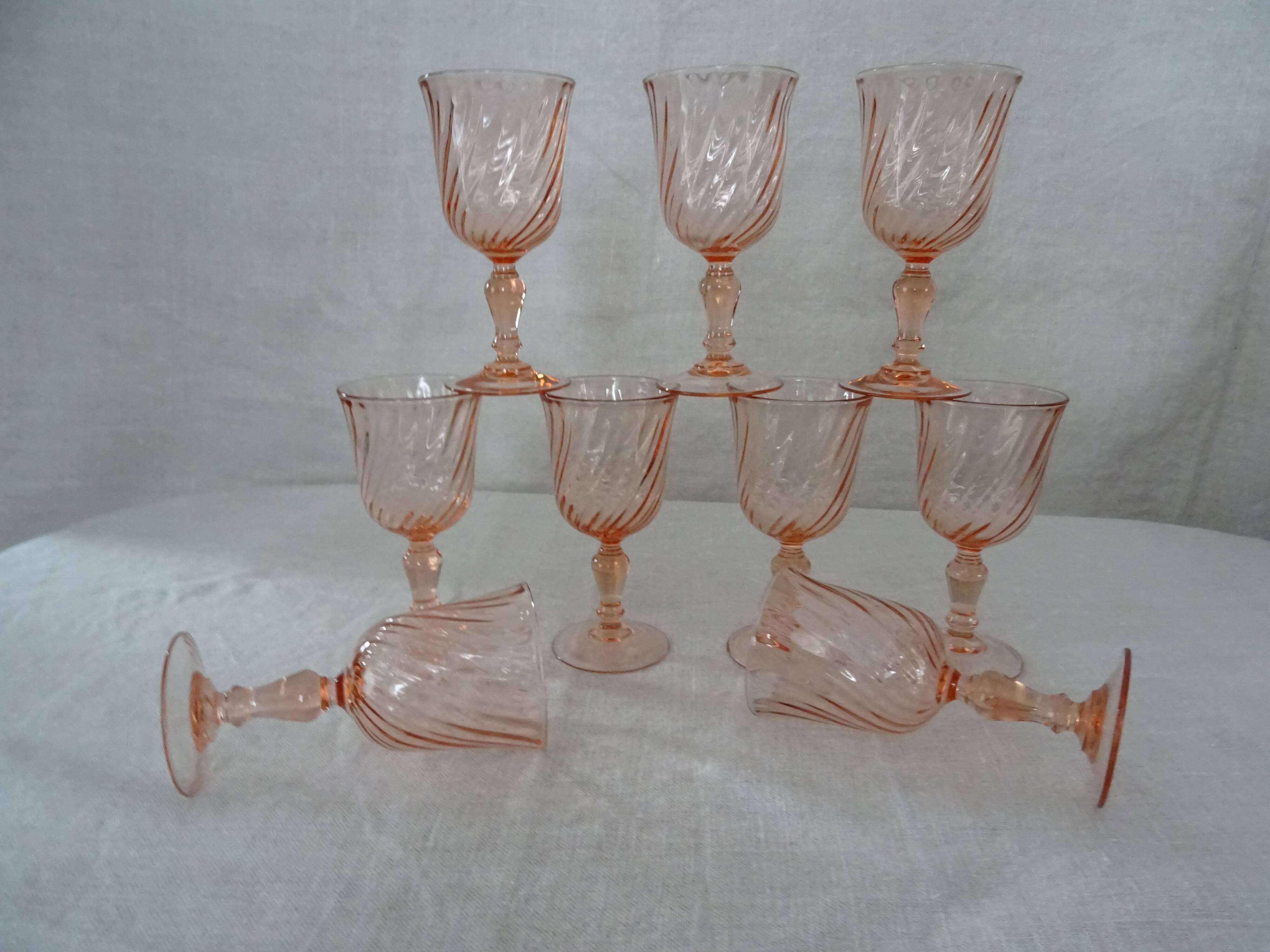 9 glasses Rosaline twist pink aroroc luminarc