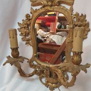 Pair of mirrors, Louis XVl wall lamps in bronze