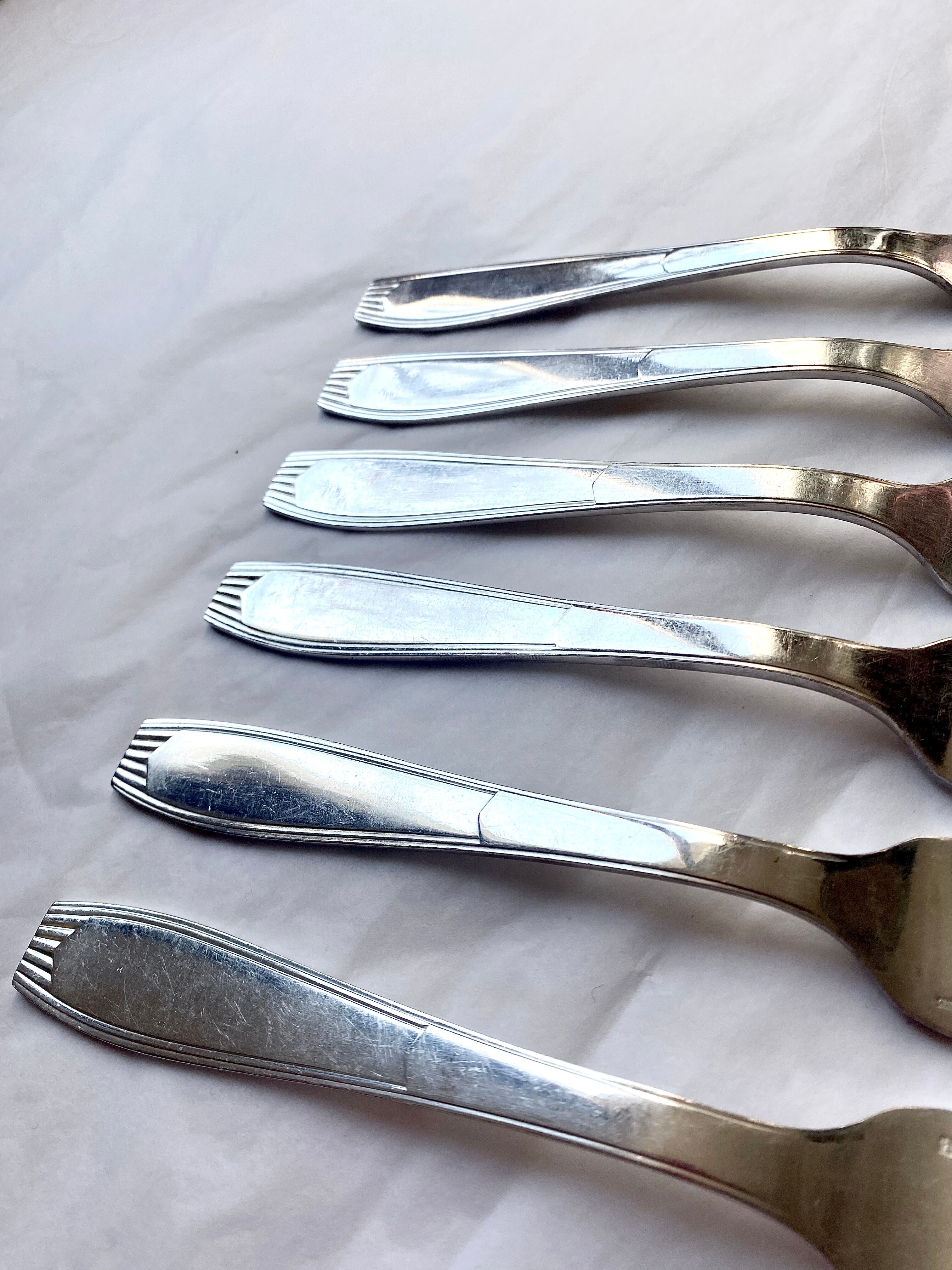 Christofle cutlery set - 11 fourchettes de table et 11 cuillères à soupe - Art déco - Métal argenté
