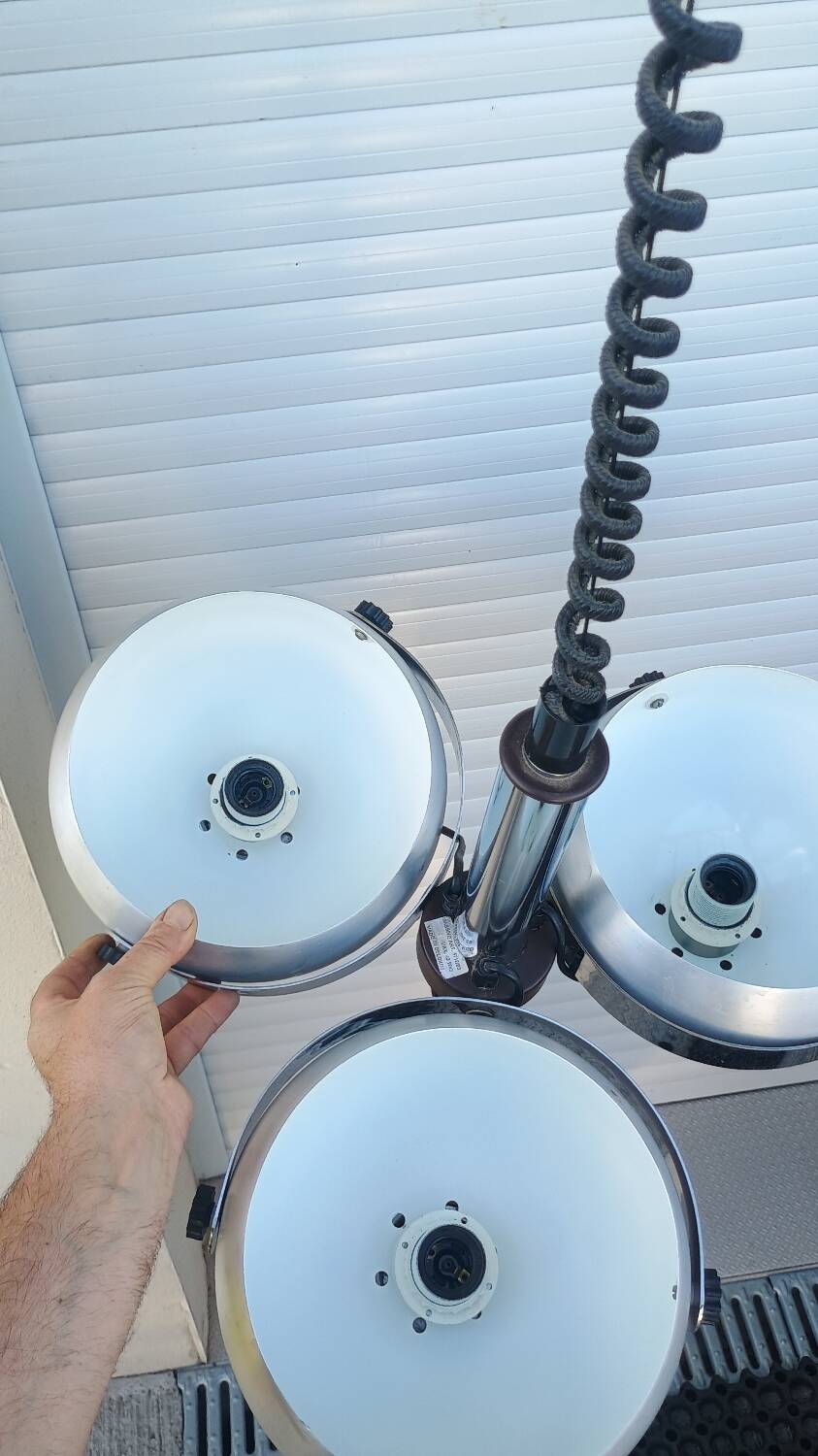 Suspension Lustre Space Age 1970 Eyeball Massive Art Belgium brushed aluminium