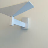 Modernist vintage Disderot wall lamp, white lacquered metal, Glass and Light 1970