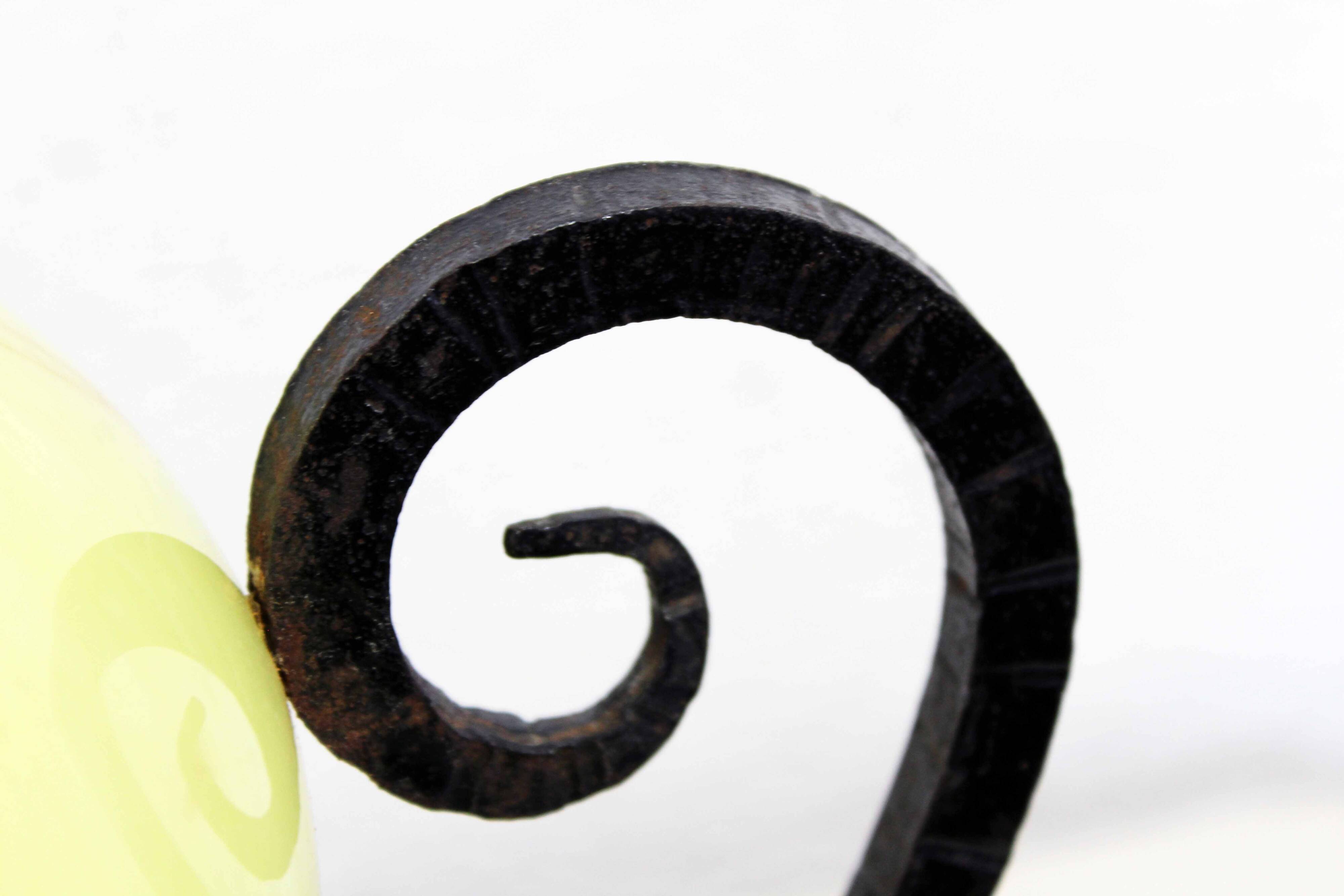 Art Deco transition glass and wrought iron vase