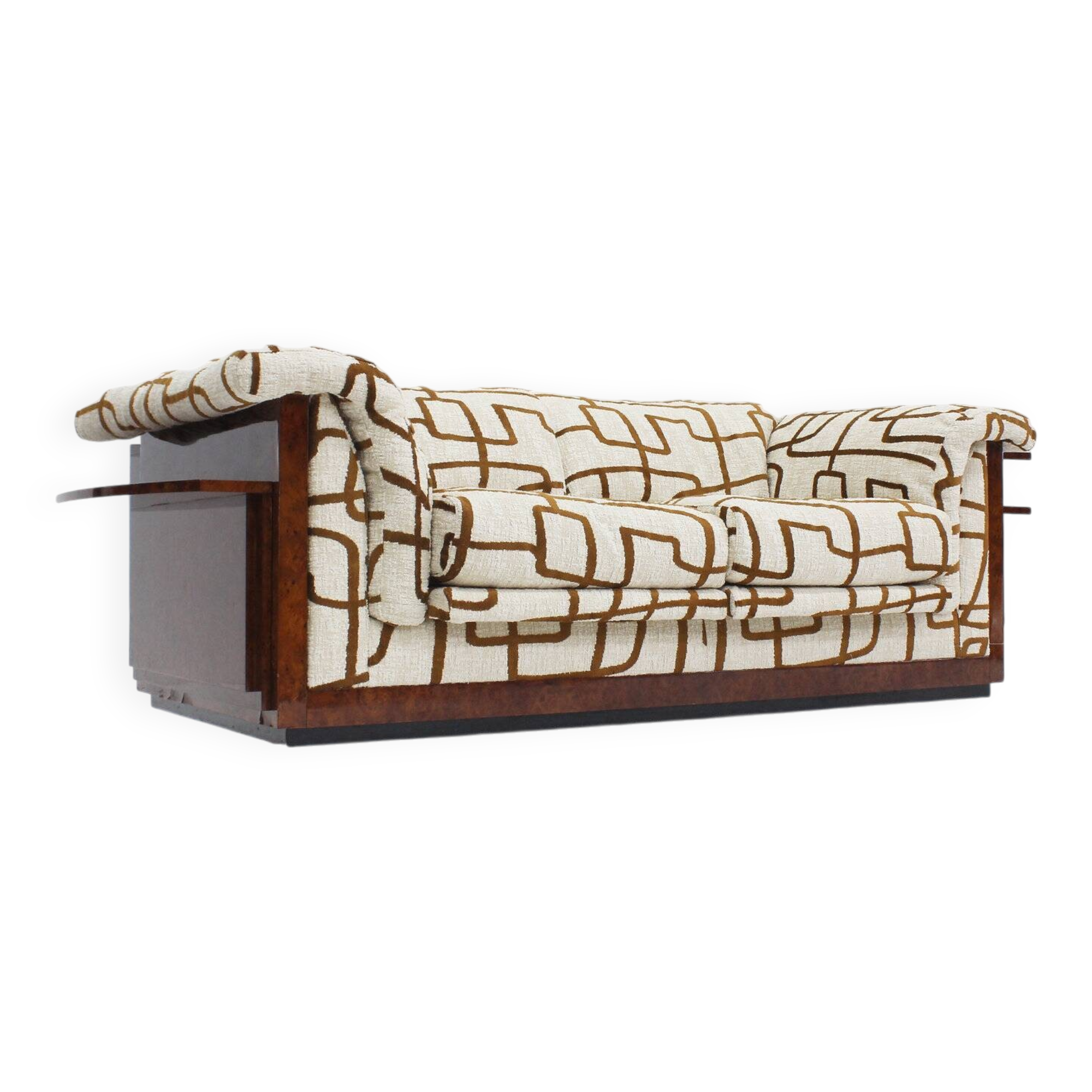 Vintage Art Deco sofa burl wood