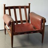 Admiral armchair by Eric Merthen, in leather and rosewood