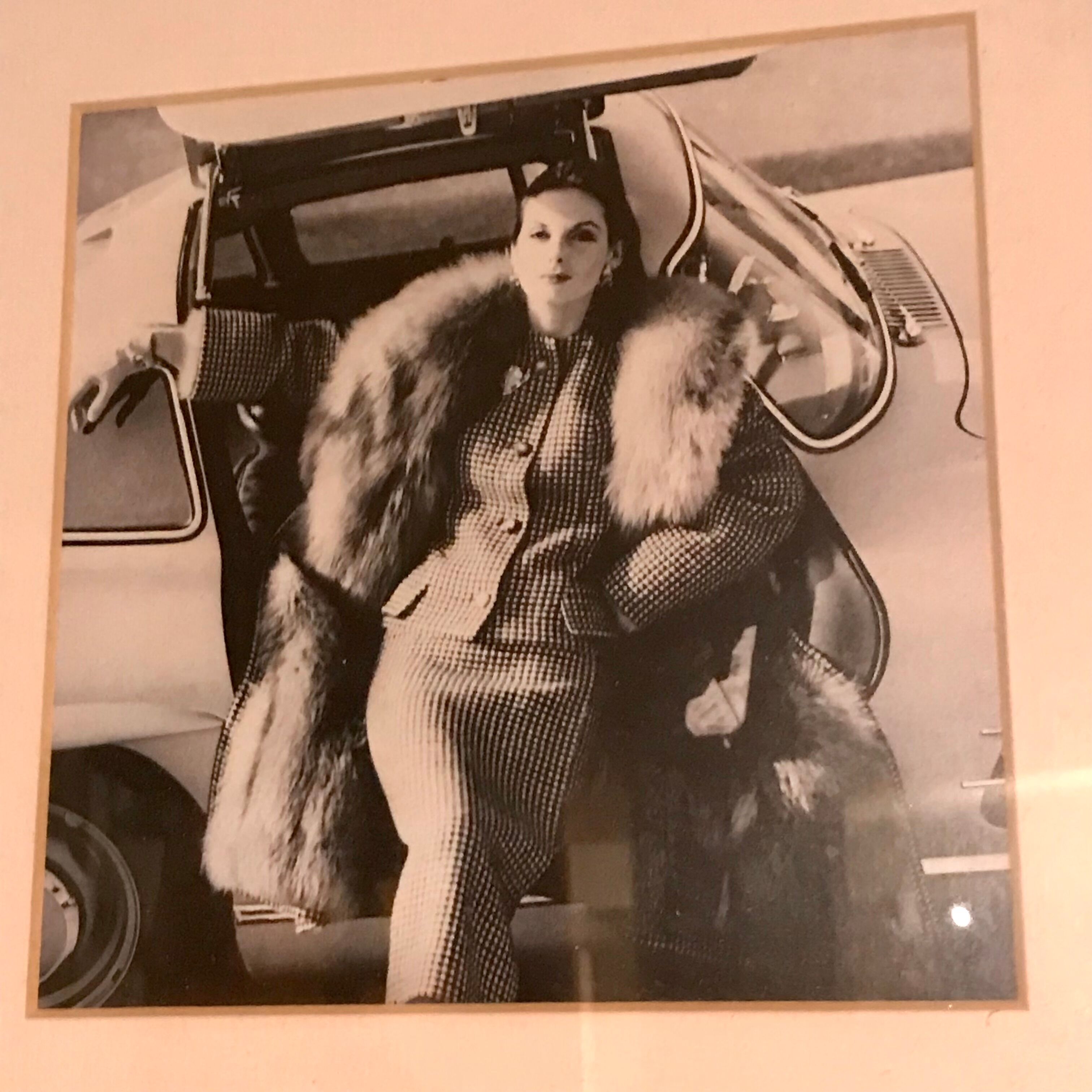 Vintage photo fashion years 60 fur and car