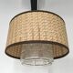 Vintage hanging lamp glass globe and raffia lampshade