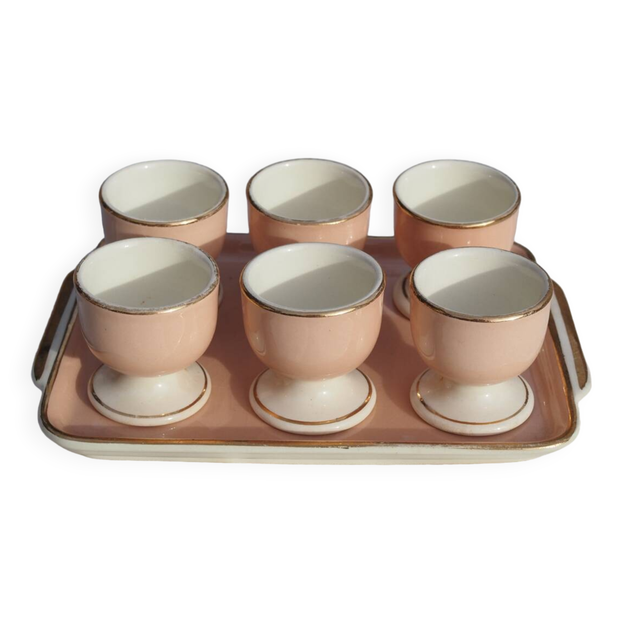 6 Egg cups on vintage Villeroy & Boch tray