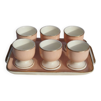 6 Egg cups on vintage Villeroy & Boch tray