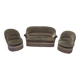 Salon crapaud avec canapé et fauteuils velours marron