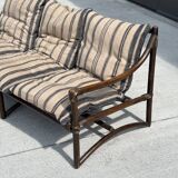 Vintage 3 seater bamboo sofa – bohemian / safari style with cushion