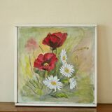 Still life from the mid-20th century, oil on canvas – floral painting