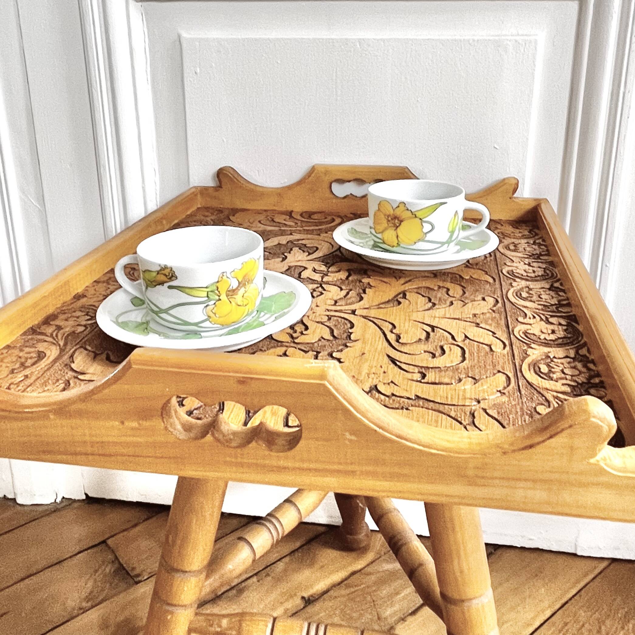 Engraved wooden tray