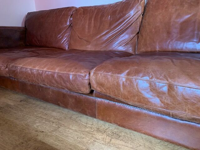 Large veted leather Dandy sofa
